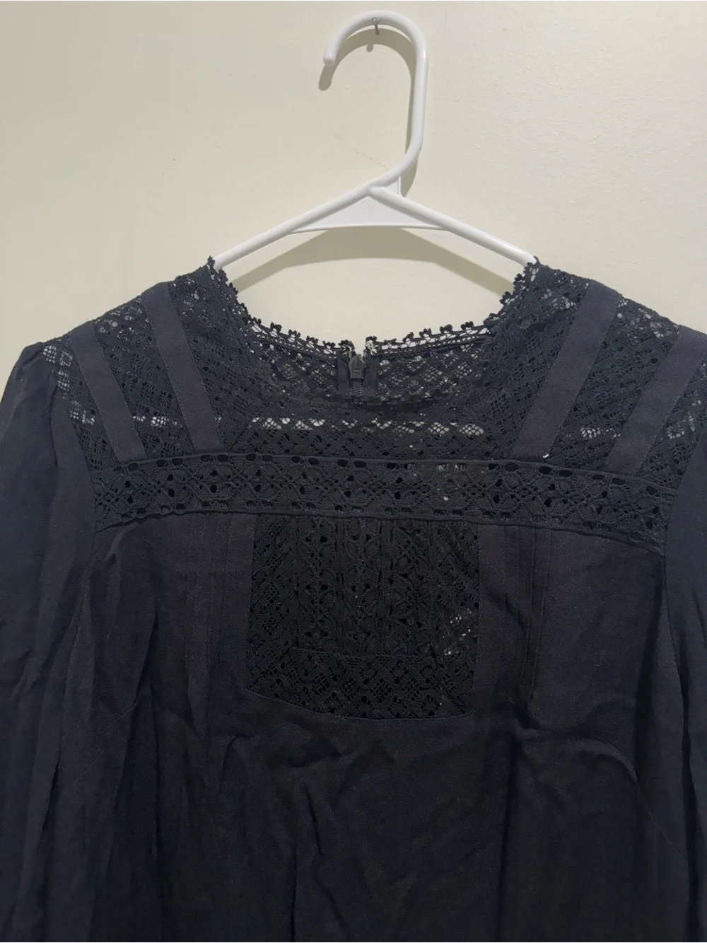 J.Crew Point Sur Black Lace Trim Peplum Blouse Size 6 NWT